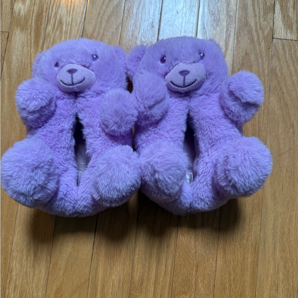 The Children’s Place Plush Lavender Bear Slippers